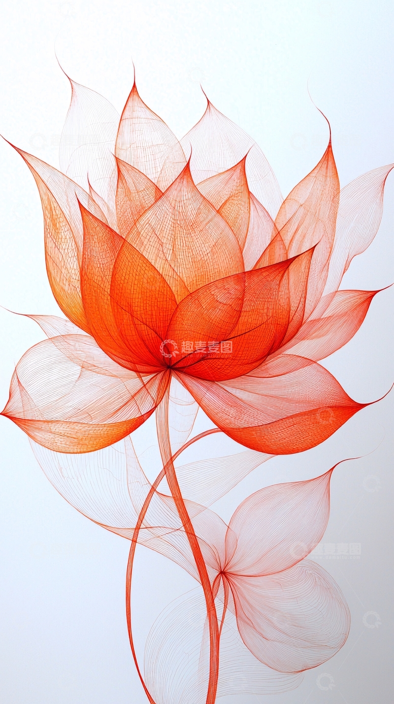 高清大图下载【趣麦麦图】轻盈透明的橙色花朵