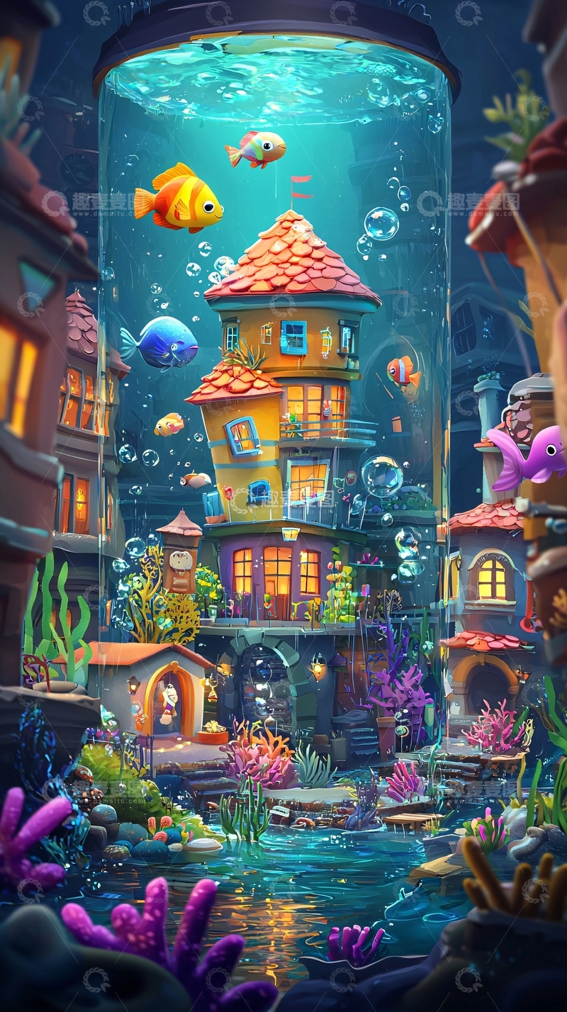 高清大图下载【趣麦麦图】梦幻水下小屋