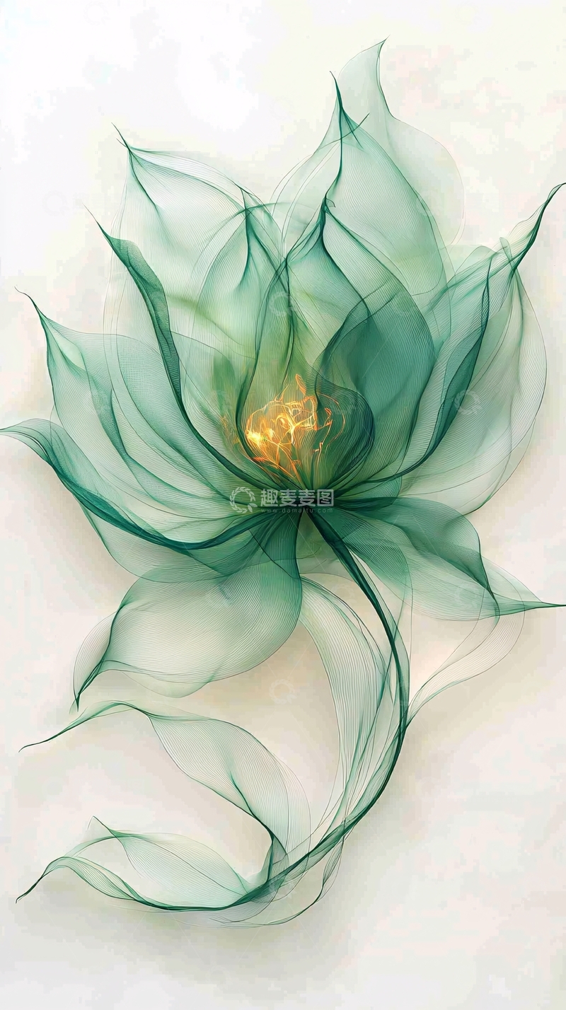 高清大图下载【趣麦麦图】轻盈透亮的绿色花朵