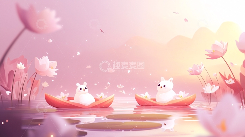 高清大图下载【趣麦麦图】粉色系治愈系小兔子