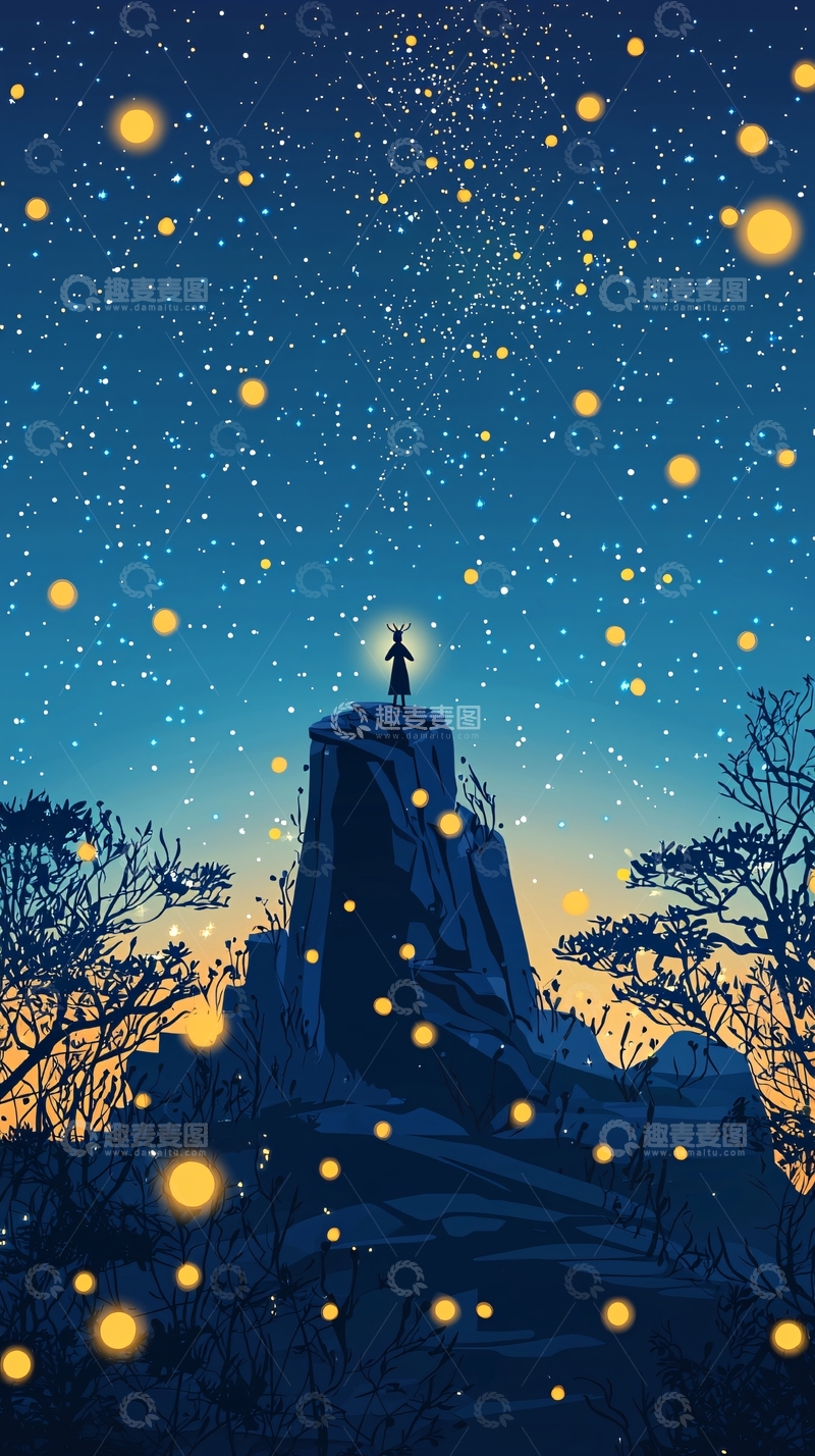 高清大图下载【趣麦麦图】星空女孩