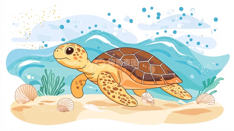 高清大图下载【趣麦麦图】卡通海龟
