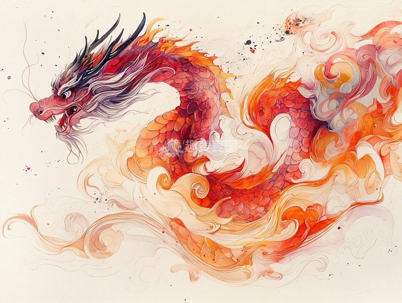 高清大图下载【趣麦麦图】红色火焰环绕的龙