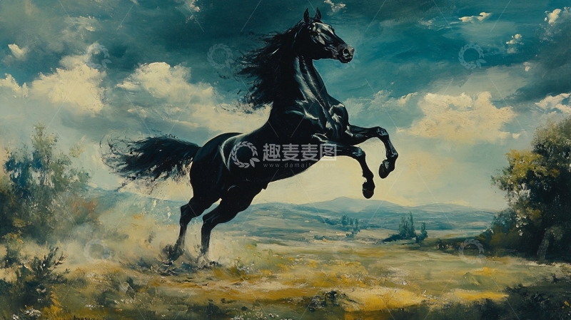 高清大图下载【趣麦麦图】黑马腾空而起