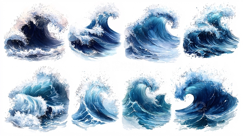 高清大图下载【趣麦麦图】蓝色海洋波浪素材