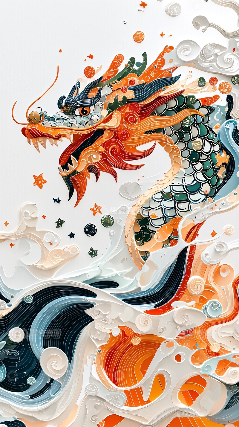 高清大图下载【趣麦麦图】彩色龙纹