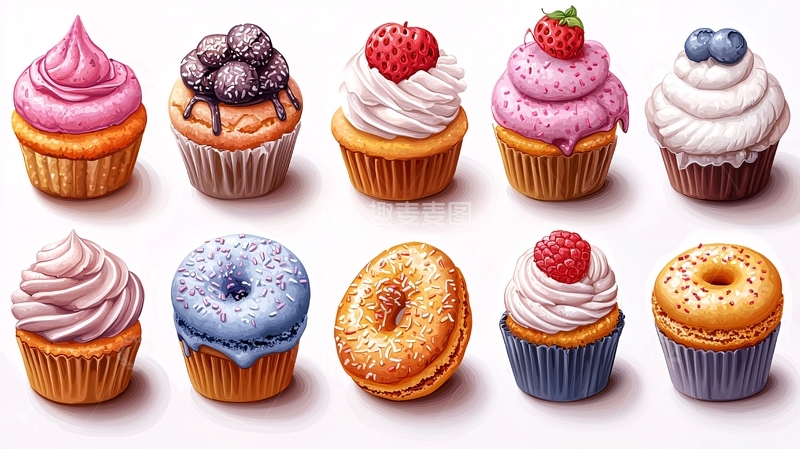 高清大图下载【趣麦麦图】卡通甜点