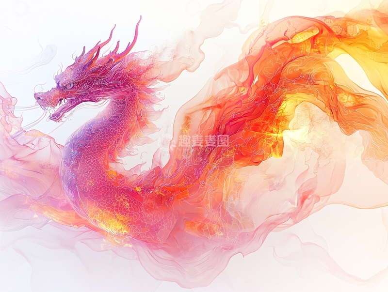 高清大图下载【趣麦麦图】水墨风格火龙