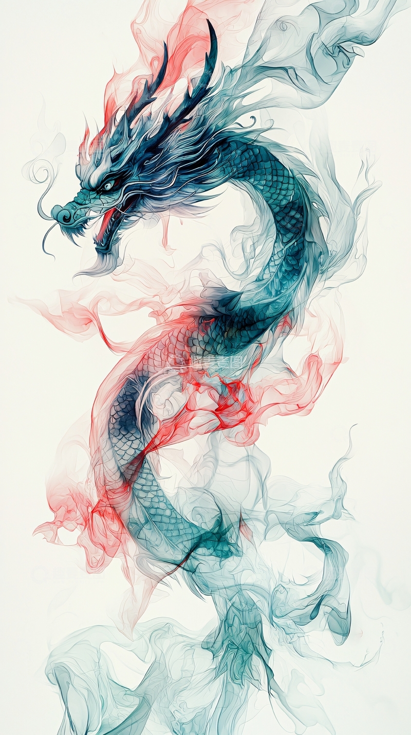 高清大图下载【趣麦麦图】水墨青龙