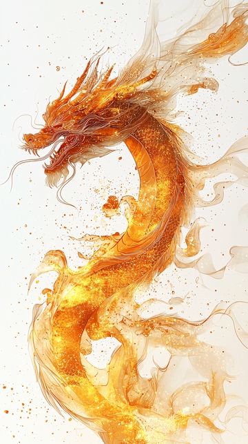 金色水墨风格的龙