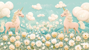 梦幻独角兽花田背景图