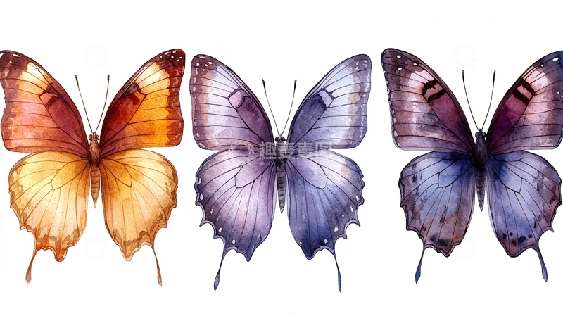 高清大图下载【趣麦麦图】水彩蝴蝶
