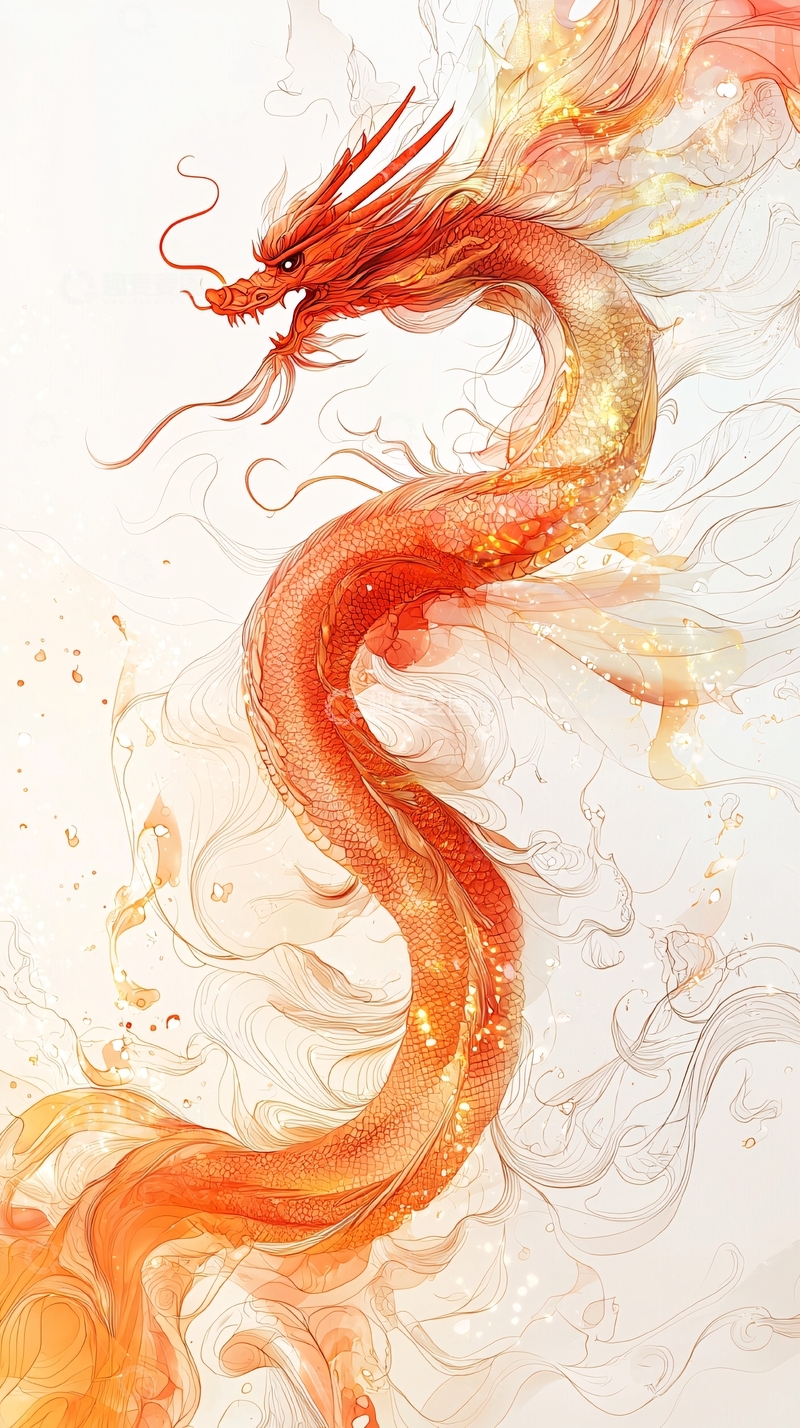 高清大图下载【趣麦麦图】金色火焰龙