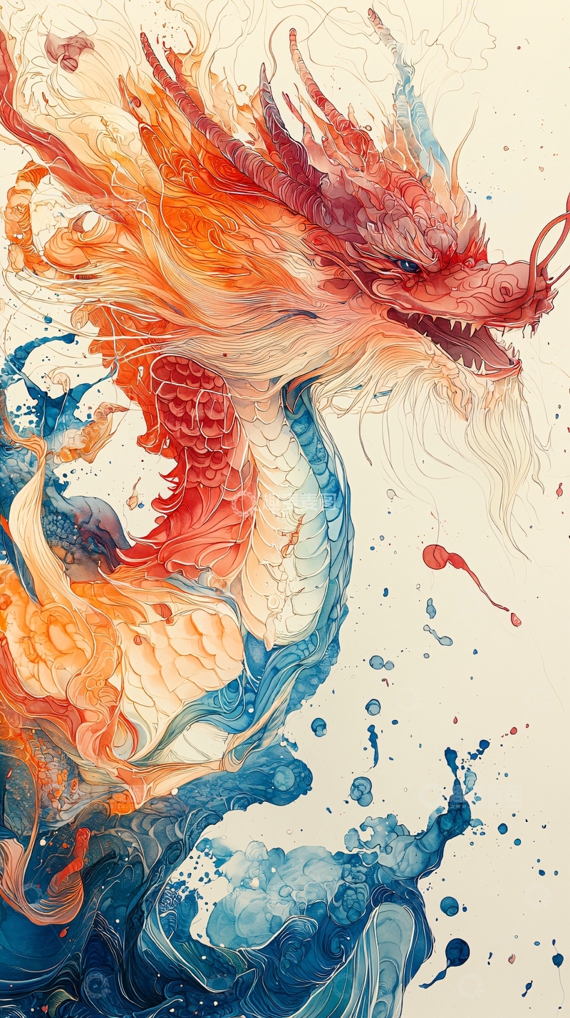 高清大图下载【趣麦麦图】水墨龙图10