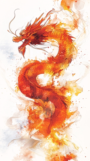 火焰燃烧的中国龙