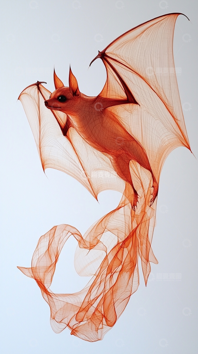 高清大图下载【趣麦麦图】红色透明翅膀的蝙蝠