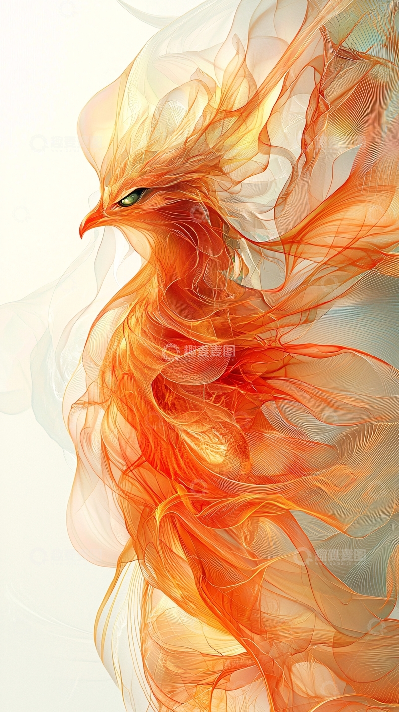 高清大图下载【趣麦麦图】火焰般的凤凰抽象画