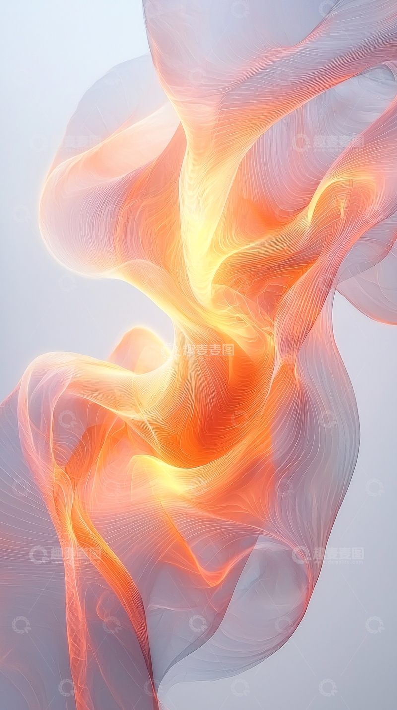 高清大图下载【趣麦麦图】流动的橙色光纱
