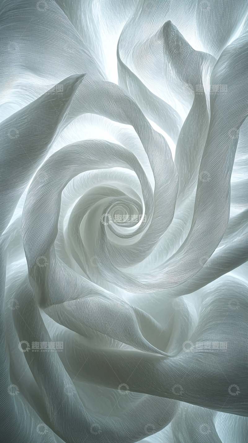 高清大图下载【趣麦麦图】白色漩涡状织物特写