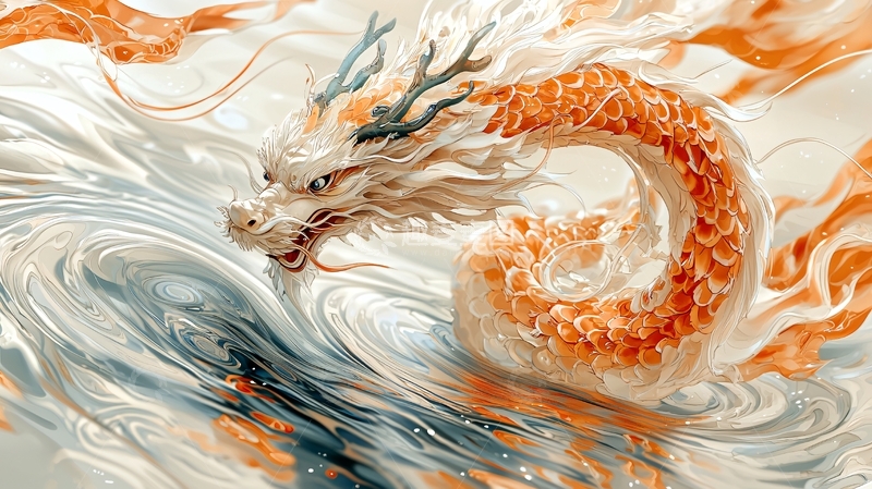 高清大图下载【趣麦麦图】-祥瑞神龙水墨画