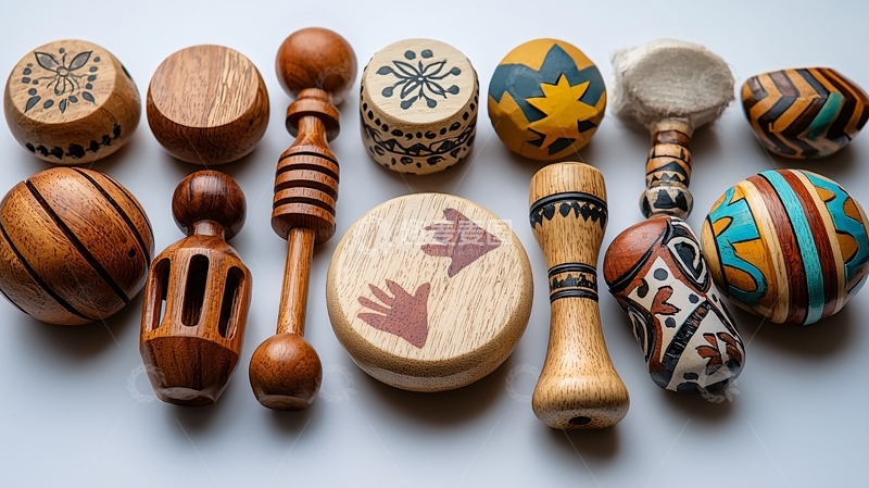 高清大图下载【趣麦麦图】手工木制乐器