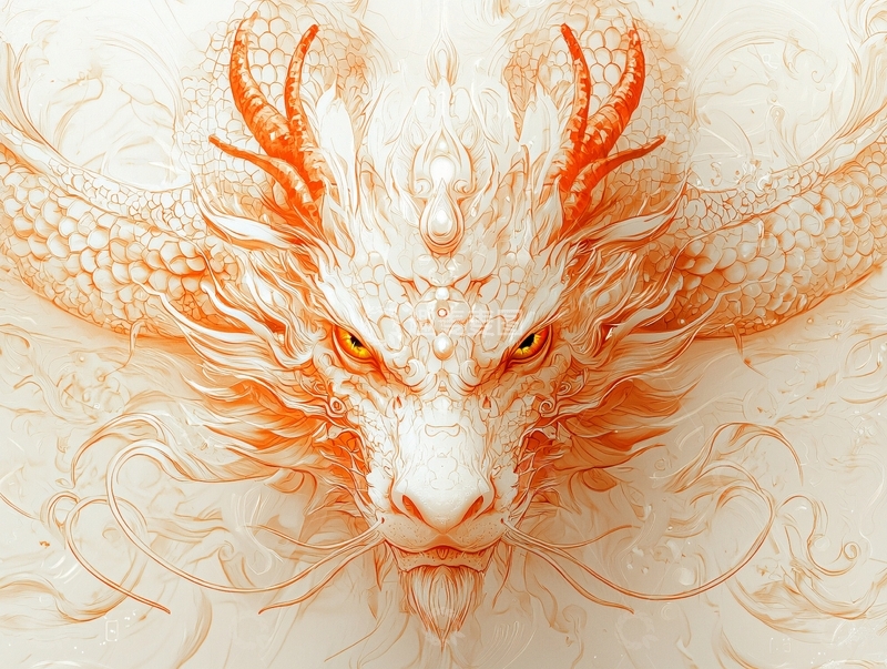 高清大图下载【趣麦麦图】精致的白色龙的头部特写