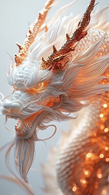 白色龙头金色龙角