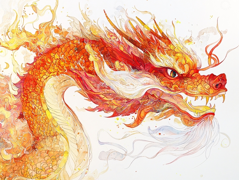 高清大图下载【趣麦麦图】火焰纹理龙