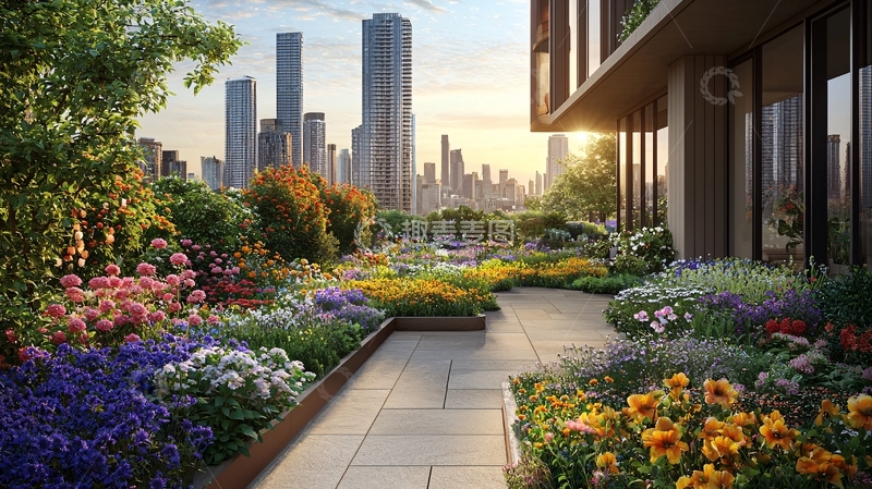 高清大图下载【趣麦麦图】城市景观屋顶花园