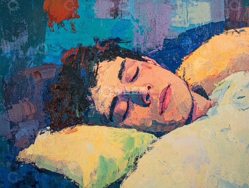 高清大图下载【趣麦麦图】男子睡觉油画肖像