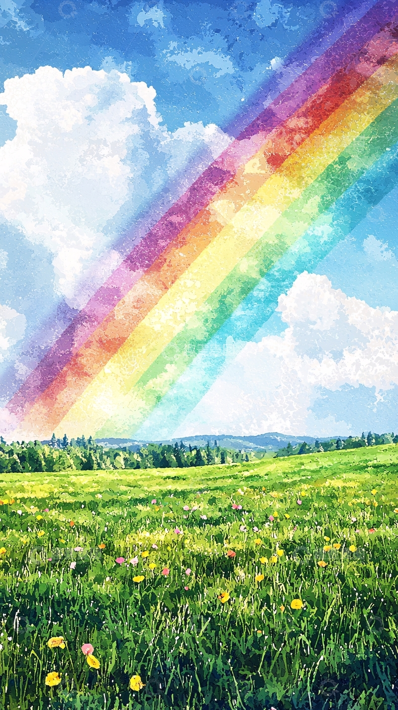 高清大图下载【趣麦麦图】田园风光彩虹图