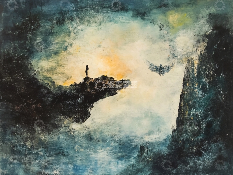 高清大图下载【趣麦麦图】悬崖边孤独的身影