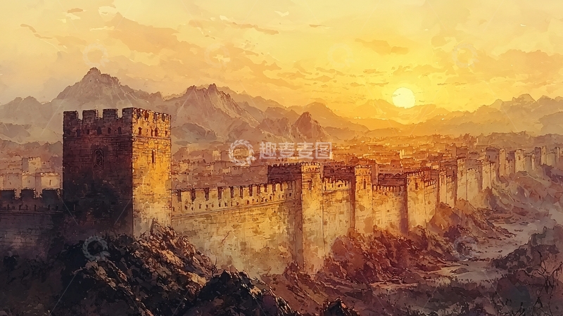 高清大图下载【趣麦麦图】落日余晖下的城墙