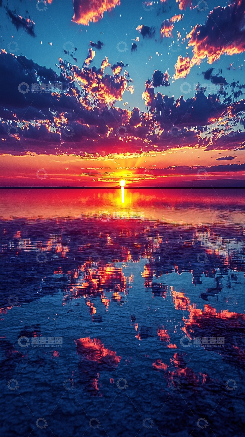 高清大图下载【趣麦麦图】绚丽多彩的日落海景