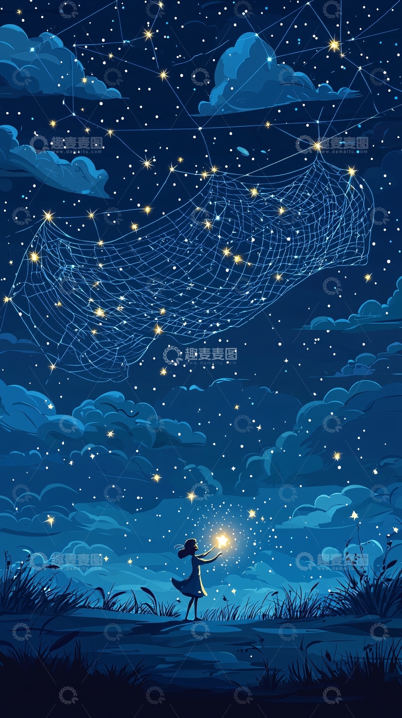 高清大图下载【趣麦麦图】星空女孩