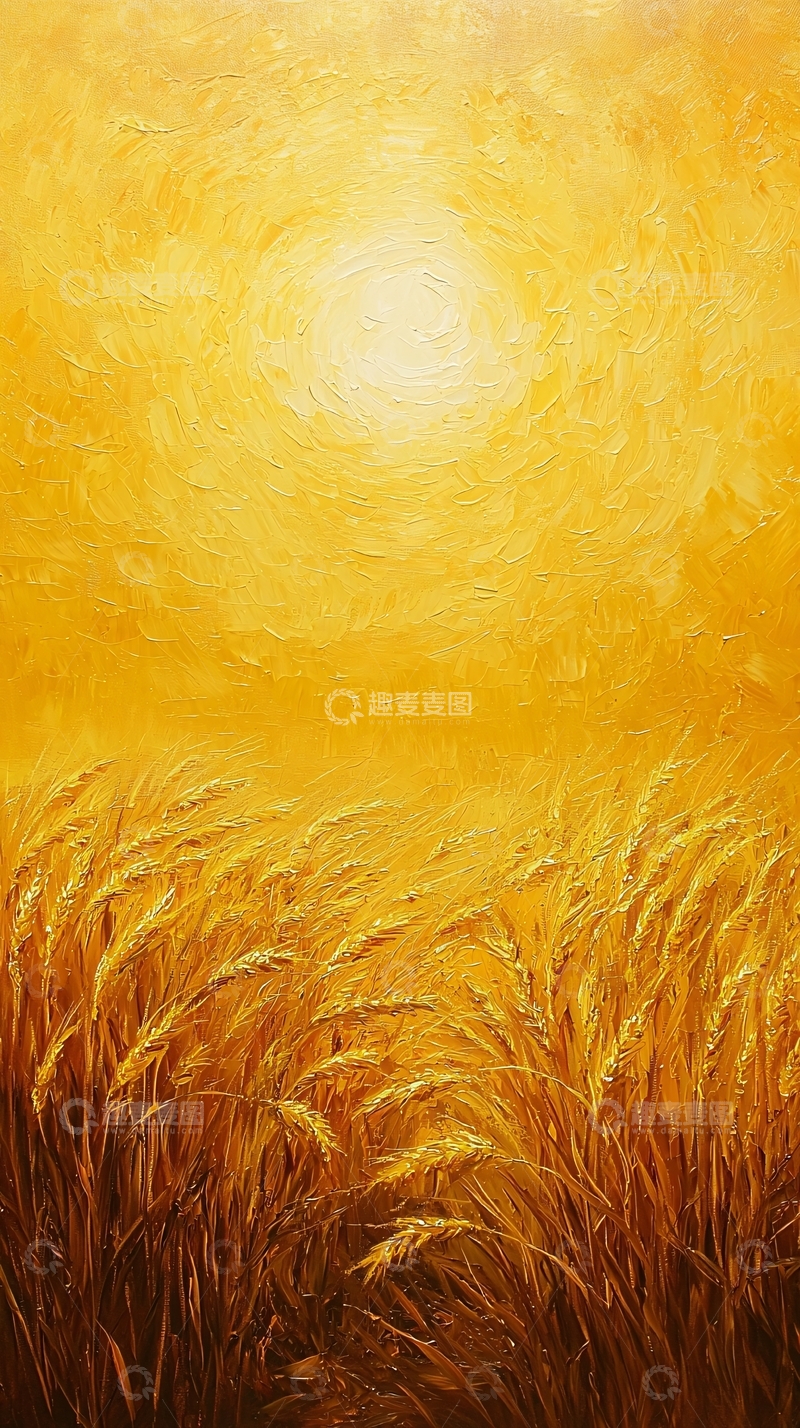 高清大图下载【趣麦麦图】金色麦田阳光油画