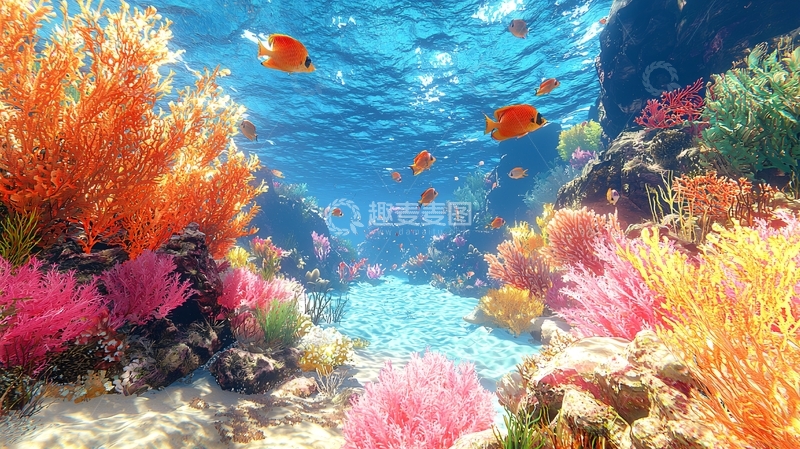 高清大图下载【趣麦麦图】水下珊瑚礁景观