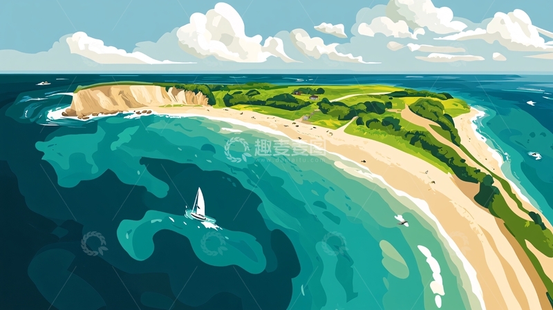 高清大图下载【趣麦麦图】海岛鸟瞰图