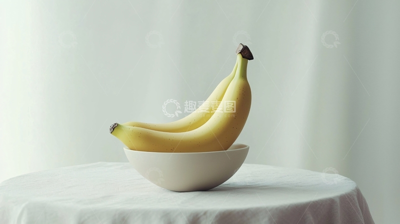 高清大图下载【趣麦麦图】白瓷碗里两根香蕉