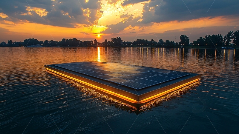 高清大图下载【趣麦麦图】水上漂浮太阳能板