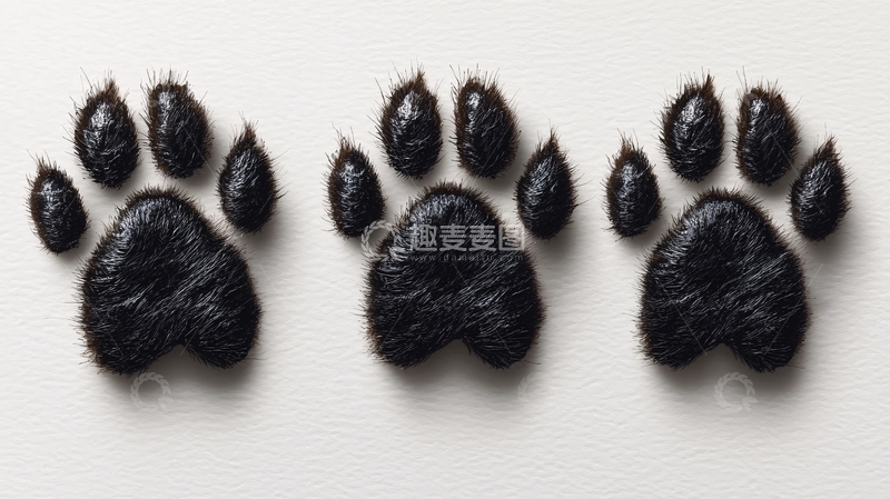 高清大图下载【趣麦麦图】三只黑色宠物爪印