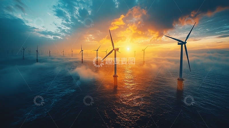 高清大图下载【趣麦麦图】海上风力发电