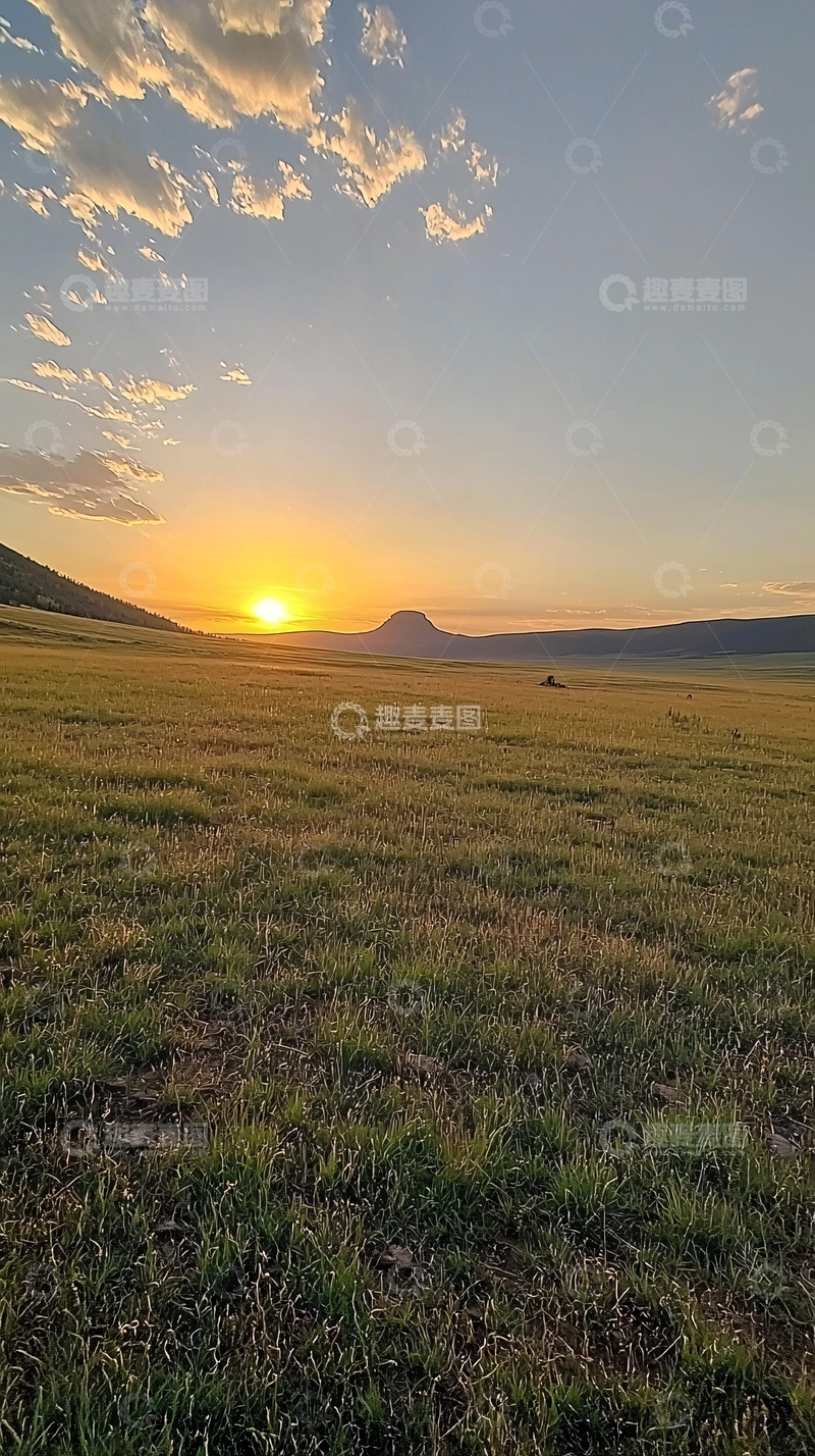 高清大图下载【趣麦麦图】草原日出
