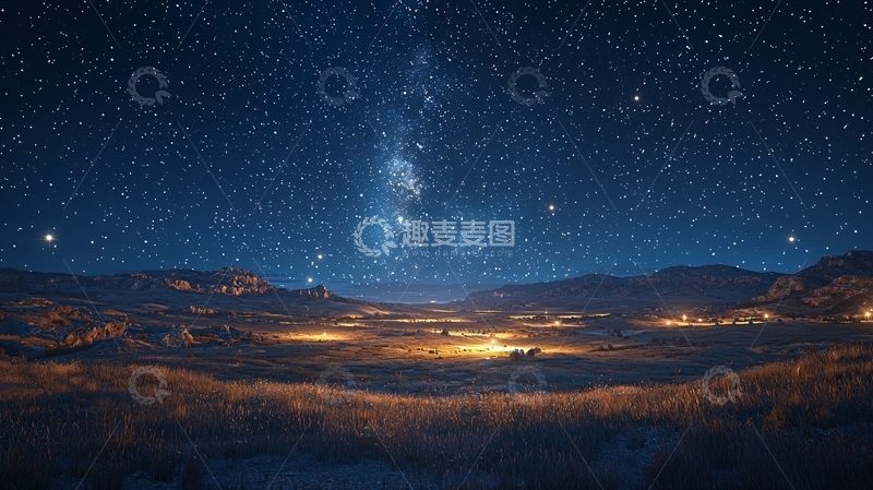 高清大图下载【趣麦麦图】星空下的村庄
