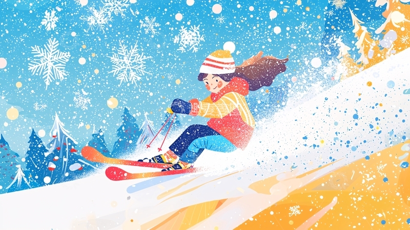 高清大图下载【趣麦麦图】女孩滑雪
