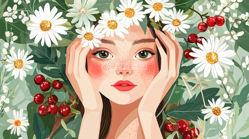 高清大图下载【趣麦麦图】花环少女