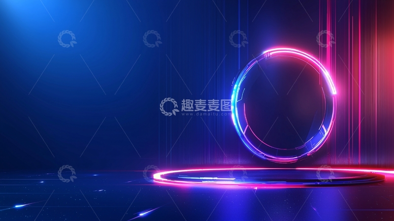 高清大图下载【趣麦麦图】蓝色粉色霓虹灯圆环