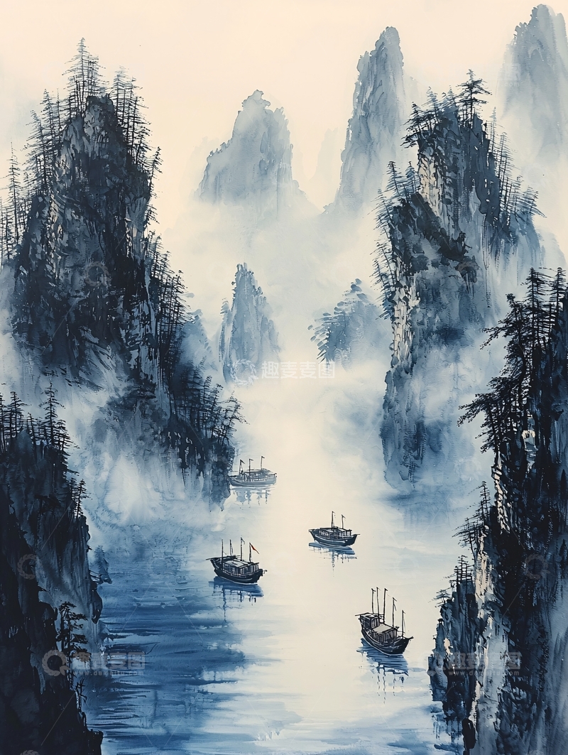 高清大图下载【趣麦麦图】水墨风山水