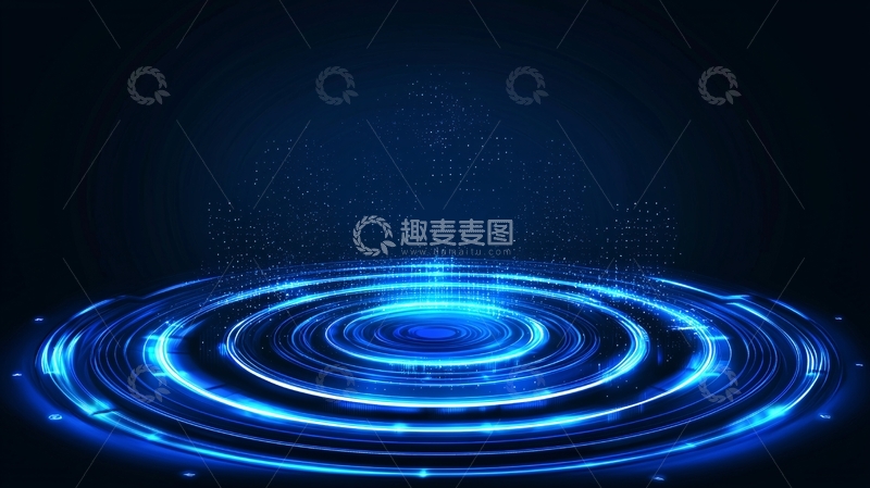 高清大图下载【趣麦麦图】蓝色科技感光环背景