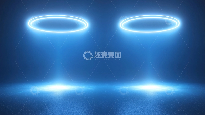 高清大图下载【趣麦麦图】蓝色霓虹灯环背景
